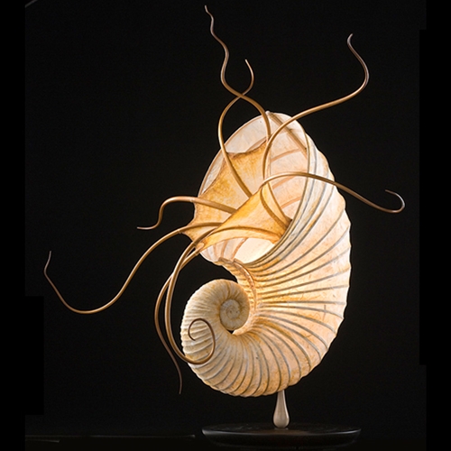 Thai Unryu Paper Sculptural Lamp