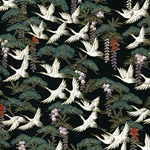 Chiyogami Yuzen Origami Paper - MIDNIGHT CRANES - 4 Sheet Pack - 6 x 6 Inch