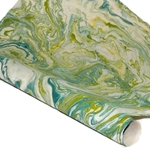 Marbled Lokta Paper - OLIVE/BLUE/CREAM