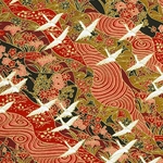 Chiyogami Yuzen Origami Paper - FLAMING CRANE - 4 Sheet Pack - 6 x 6 Inch