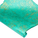 Silkscreened Nepalese Lokta Paper - Brushed - GOLD ON TURQUOISE