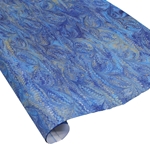 Italian Marbled Paper - BIRD WING - Bright Blues/Gold