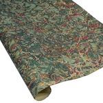 Italian Marbled Paper - CURLED STONE - Green/Red