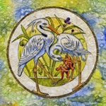 Crane Painting on Ogura Lace