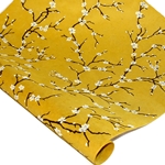 Silkscreened Nepalese Lokta Paper - Peach Blossom - WHITE ON YELLOW