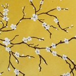 Lokta Paper Origami Pack - Peach Blossom - WHITE ON YELLOW