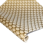Silkscreened Nepalese Lokta Paper - Scallops - GOLD ON CREAM
