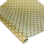 Silkscreened Nepalese Lokta Paper - Scallops - GOLD ON SAGE GREEN