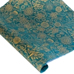 Silkscreened Nepalese Lokta Paper - Art Decor - GOLD ON TEAL