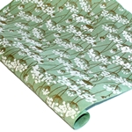 Silkscreened Nepalese Lokta Paper - Flowering Twigs - WHITE ON MINT