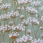 Lokta Paper Origami Pack - Silkscreened Nepalese Lokta Paper - Flowering Twigs - WHITE ON MINT