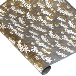 Silkscreened Nepalese Lokta Paper - Flowering Twigs - WHITE ON SLATE