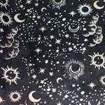 Lokta Paper Origami Pack - Silkscreened Nepalese Lokta Paper - Sun Moon Stars - GOLD ON BLACK