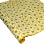 Silkscreened Nepalese Lokta Paper - Daisy - WHITE ON YELLOW