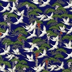 Chiyogami Yuzen Origami Paper - COBALT CRANE - 4 Sheet Pack - 6 x 6 Inch