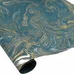 Marbled Lokta Paper - SILVER/GOLD ON DARK TEAL