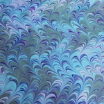 Hand Marbled Origami Paper - JEWEL GROOVY WAVE