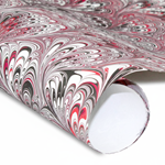 Hand Marbled Paper - VERMILLION PEACOCK