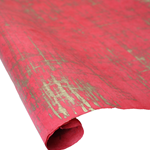 Silkscreened Nepalese Lokta Paper - Brushed - GOLD ON RED