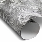 Hand Marbled Paper - GRAYSCALE PEACOCK