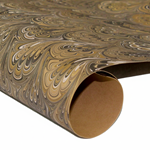 Hand Marbled Paper - BROWN PEACOCK