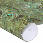 Hand Marbled Paper - MOSSY PEACOCK