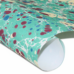 Hand Marbled Paper - RED GREEN BLUE STONE
