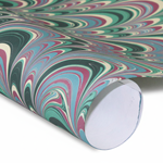 Hand Marbled Paper - RED GREEN BLUE TRI COMB