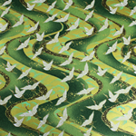 Japanese Chiyogami Yuzen Paper - EMERALD CRANE