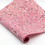 Silkscreened Nepalese Lokta Paper - Peach Blossom - WHITE ON PINK