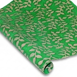 Nepalese Batik Lokta Paper - Leaves - GREEN