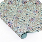 Screenprinted Indian Cotton Paper - Blue Floral On Mint