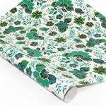 Screenprinted Indian Cotton Paper - GREEN/BLUE Floral