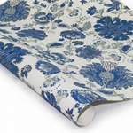 Screenprinted Indian Cotton Paper - BLUE Floral