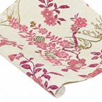 Screenprinted Indian Cotton Paper - PINK Floral With Hills