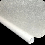 Thai Metallic Thread Unryu/Mulberry Paper - WHITE with Silver Thread