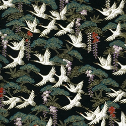 Chiyogami Yuzen Origami Paper - MIDNIGHT CRANES - 4 Sheet Pack - 6 x 6 Inch