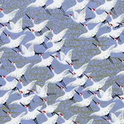 Chiyogami Yuzen Origami Paper - RED CAP CRANE - 4 Sheet Pack - 6 x 6 Inch