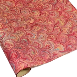Italian Marble Paper - Peacock RED/ORANGE/AQUA
