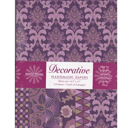 Handmade Indian Cotton Paper Pack - SCREENPRINTED - PURPLE
