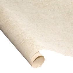 Silkscreened Nepalese Lokta Paper - WOOD GRAIN - White on Cream