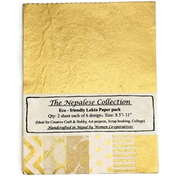 Handmade Nepalese Lokta Paper Pack - GOLD