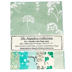 Handmade Nepalese Lokta Paper Pack - GREENS