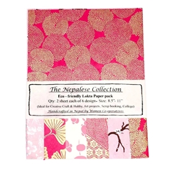 Handmade Nepalese Lokta Paper Pack - PINKS