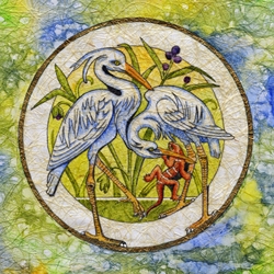Crane Painting on Ogura Lace