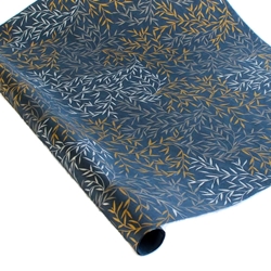 Screenprinted Mulberry Paper - Willow Leaf - SILVER/GOLD/MIDNIGHT BLUE