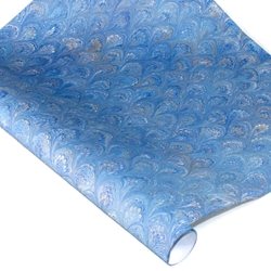 Italian Marbled Paper - PEACOCK - Bright Blues