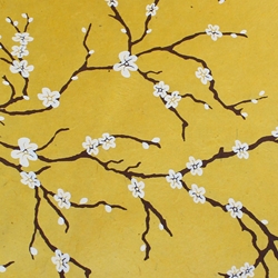Lokta Paper Origami Pack - Peach Blossom - WHITE ON YELLOW