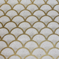 Lokta Paper Origami Pack - Silkscreened Nepalese Lokta Paper - Scallops - GOLD ON CREAM