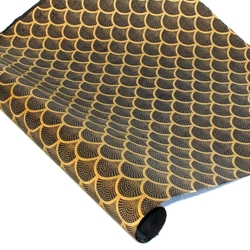 Silkscreened Nepalese Lokta Paper - Scallops - GOLD ON BLACK